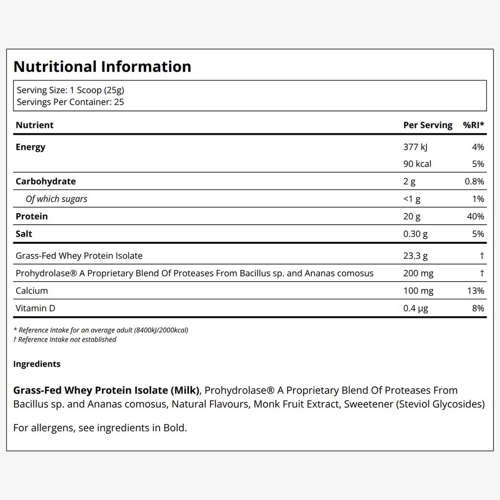 Grass Fed Whey Protein Isolate Powder - Vanilla - Image 2